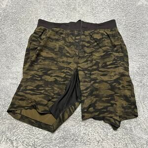 Lululemon T.H.E. Shorts Mens XL Luxtreme Lined Camo Green Running ****